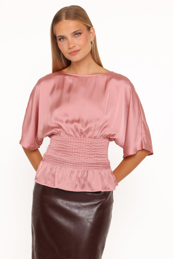 TOPS Cherish Pintuck Top - Rose