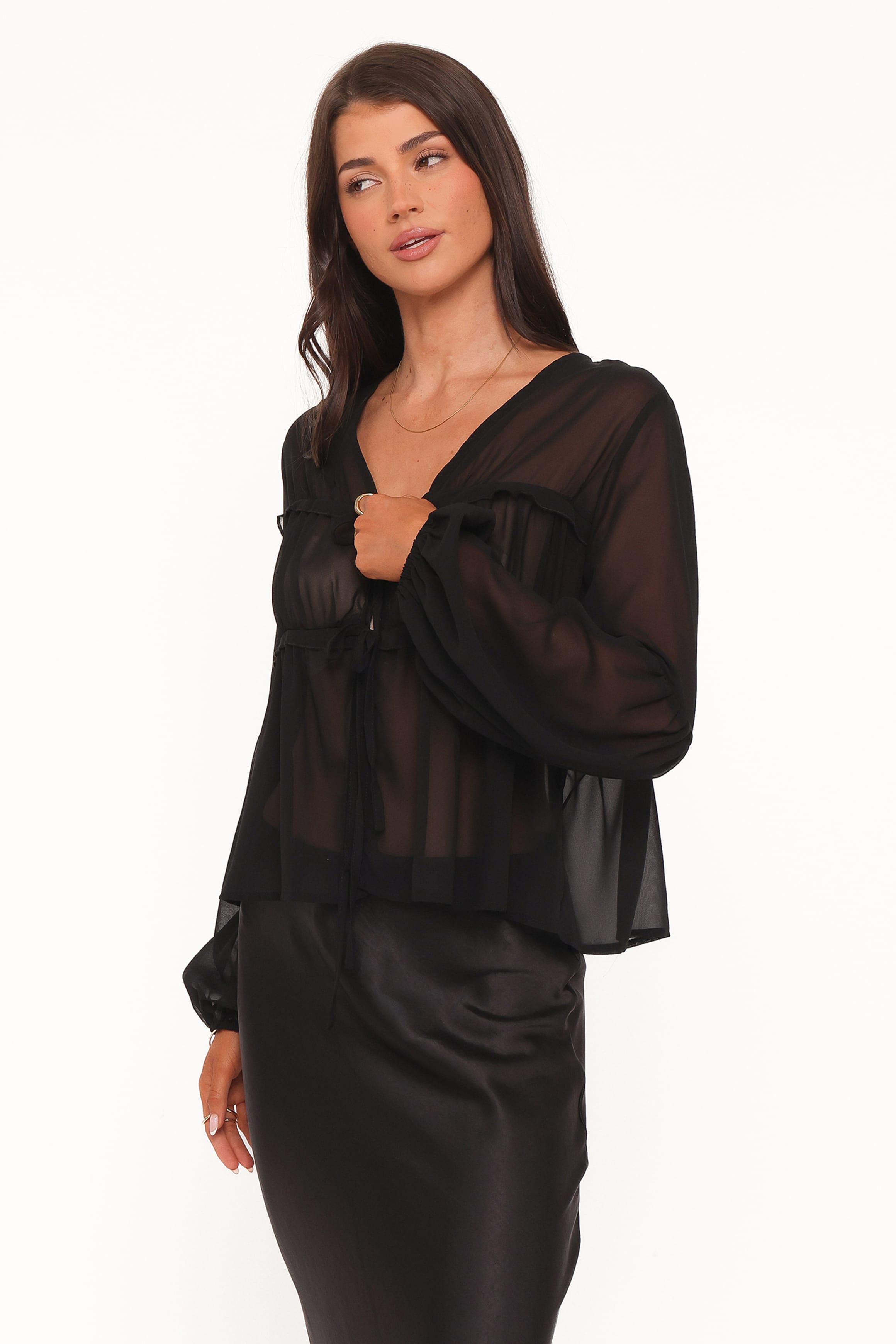 TOPS Chiaro Sheer Top - Black