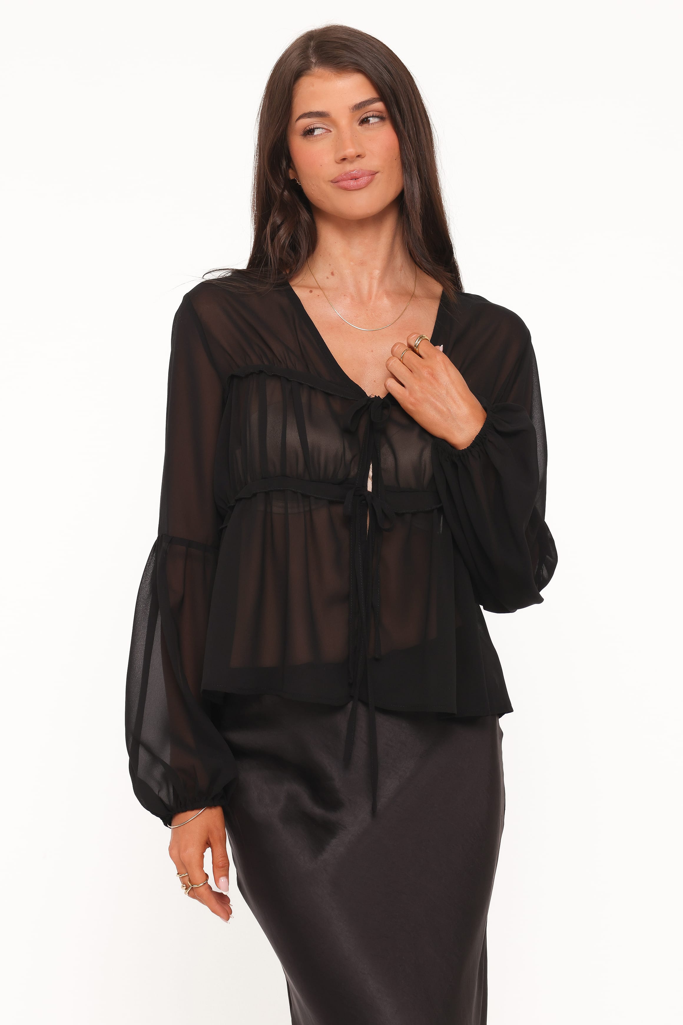 TOPS Chiaro Sheer Top - Black