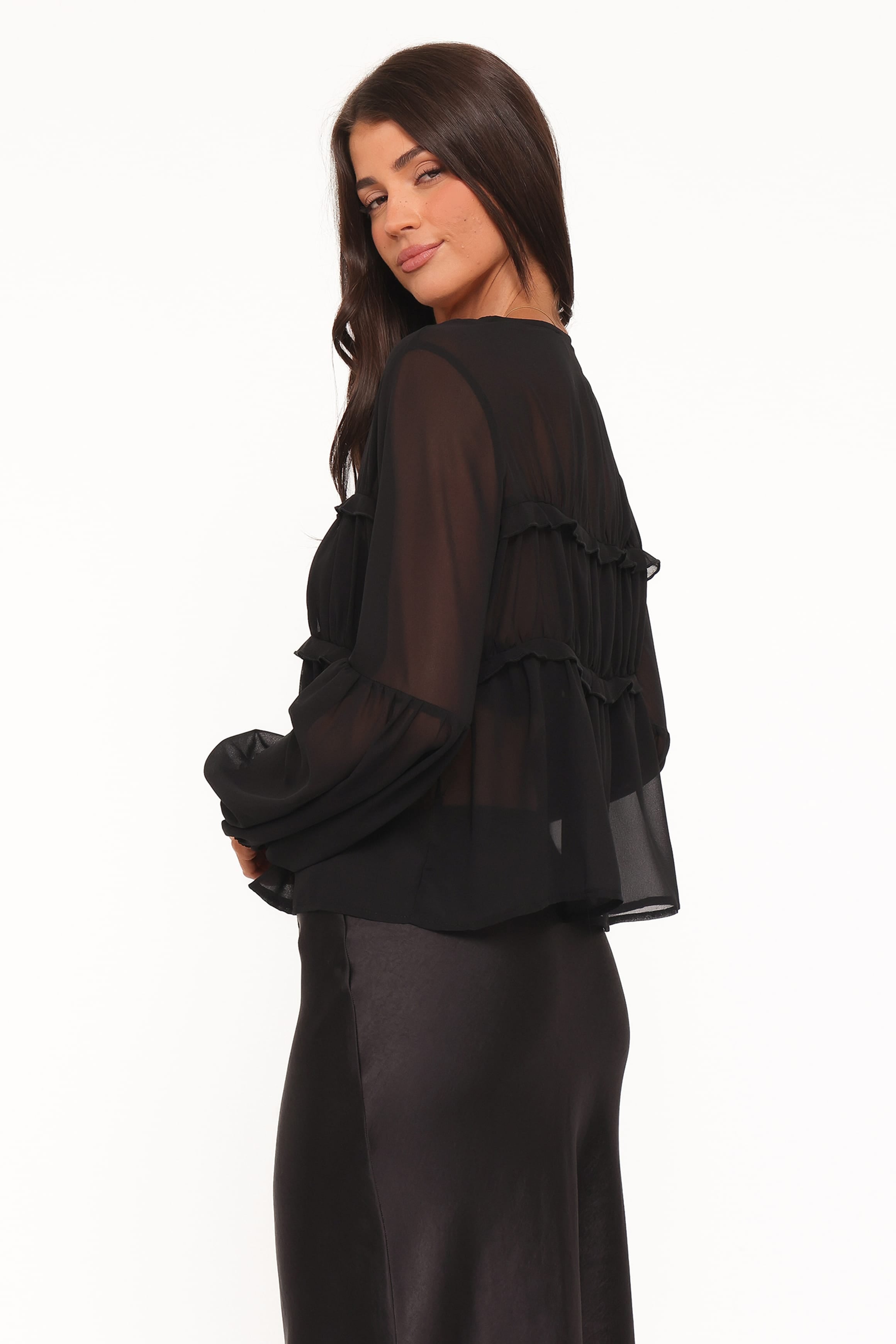 TOPS Chiaro Sheer Top - Black