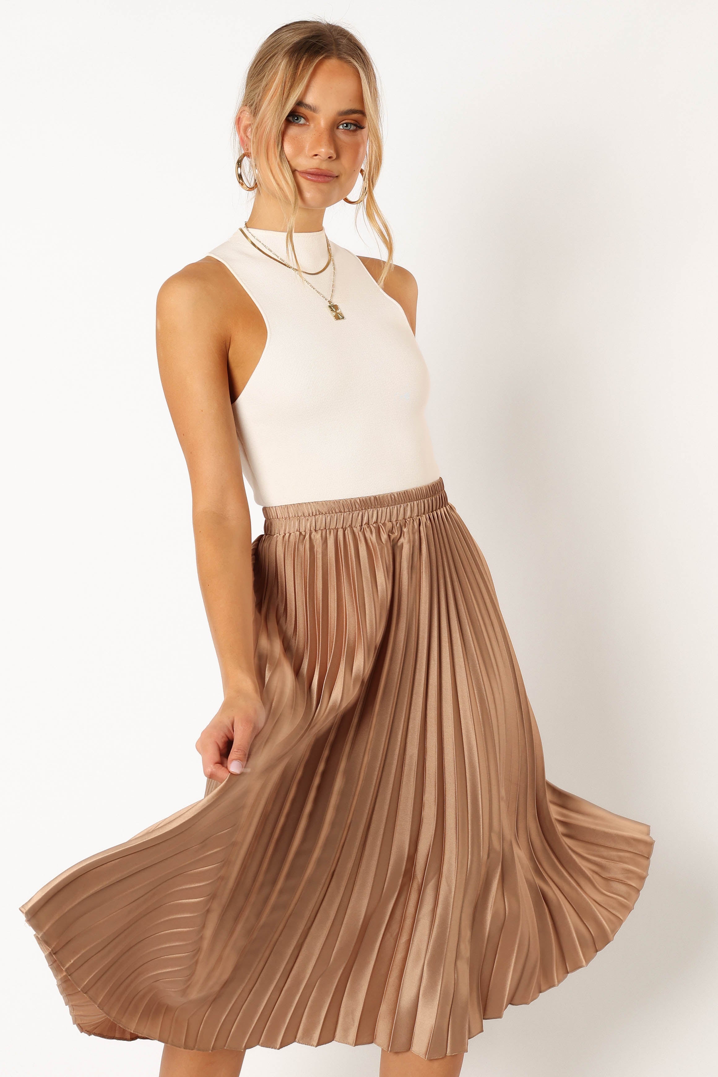 TOPS @Chloe Plisse Skirt - Gold