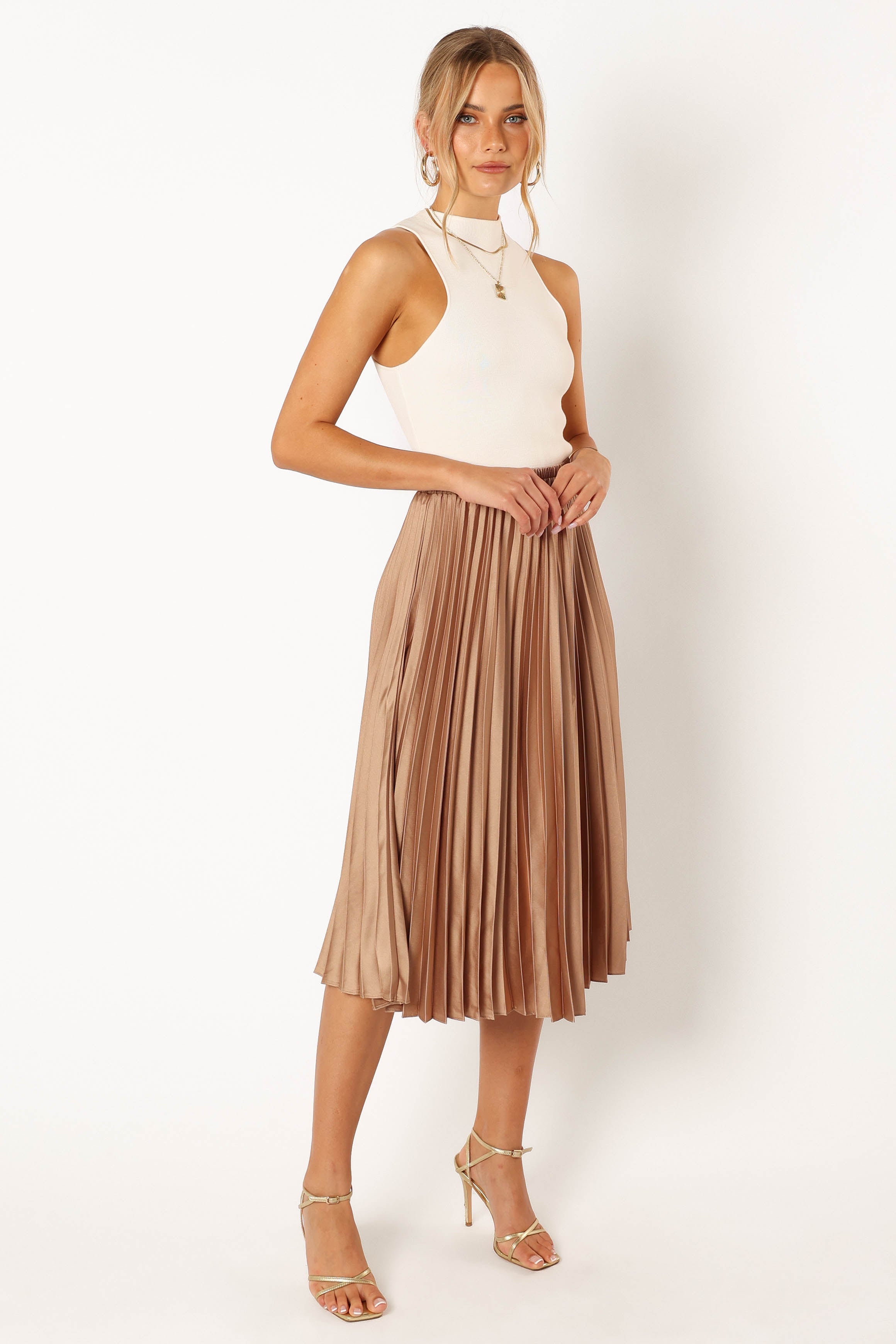 TOPS @Chloe Plisse Skirt - Gold