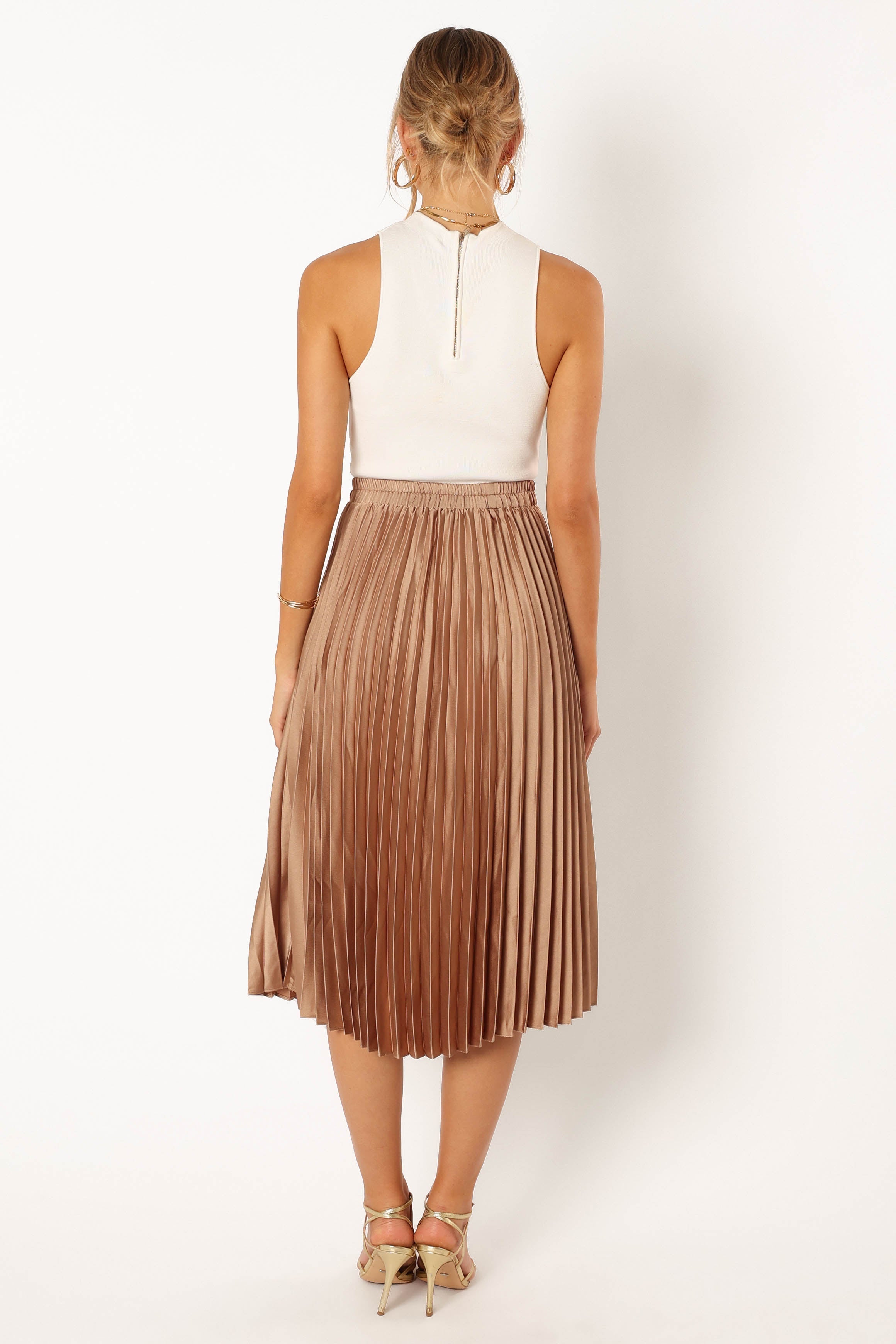TOPS Chloe Plisse Skirt - Gold