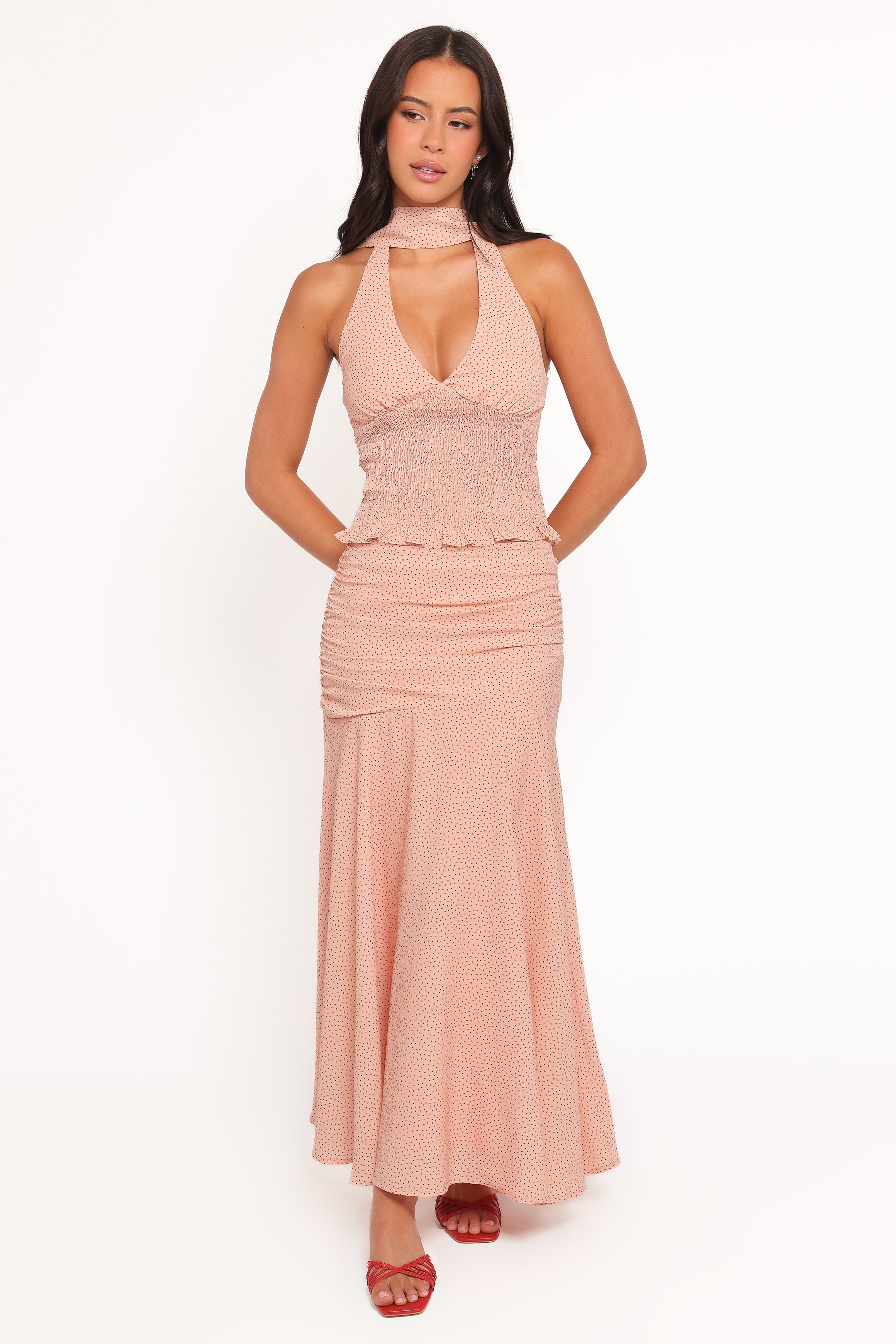 TOPS Cinthia Top - Peach Polka Dot