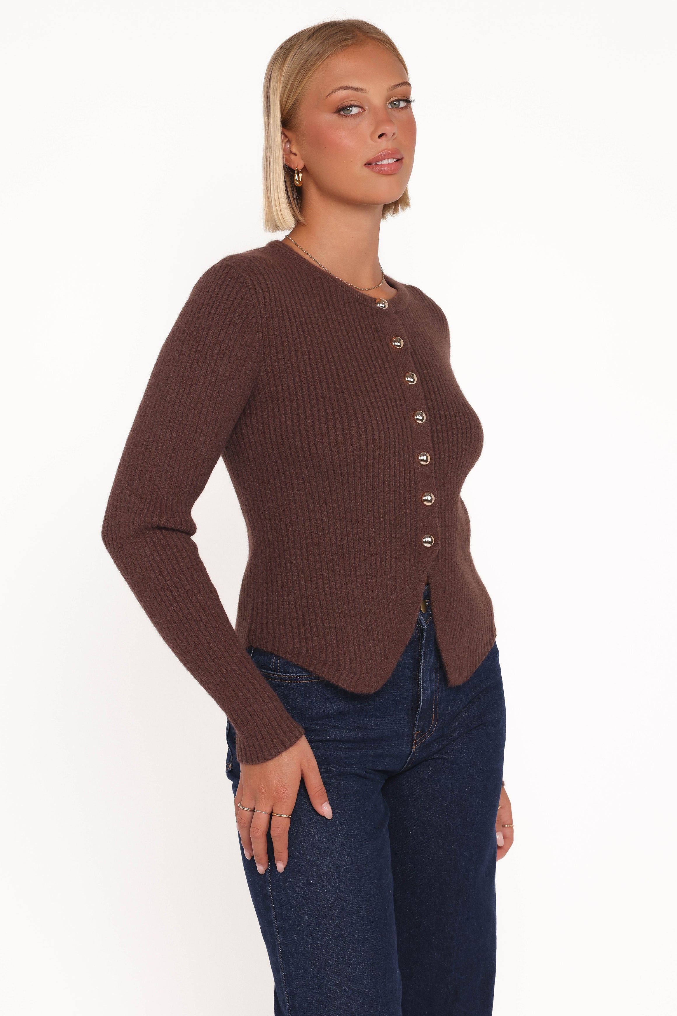 TOPS Circe Cardigan Top - Chocolate