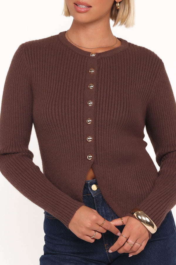 TOPS Circe Cardigan Top - Chocolate