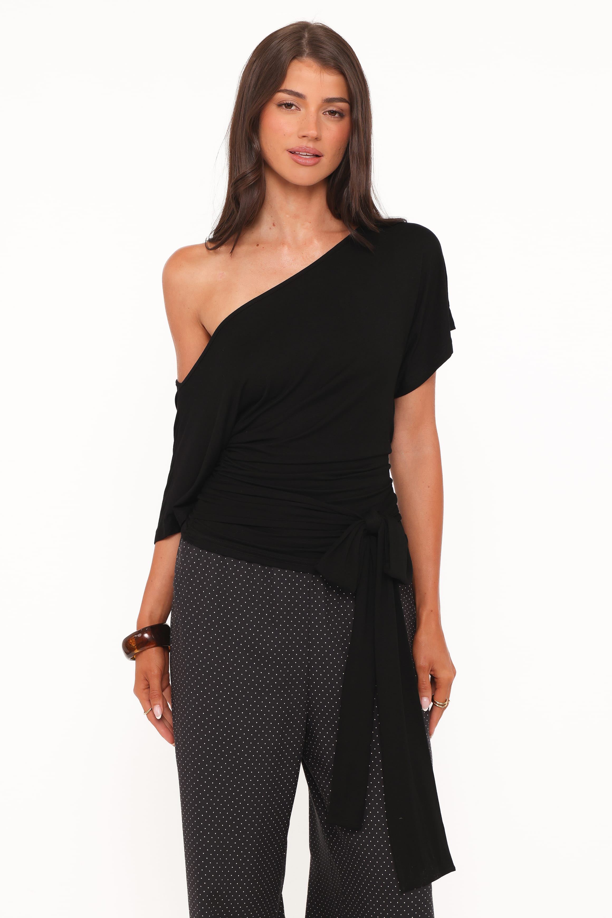 TOPS Clarke Off The Shoulder Tie Top - Black