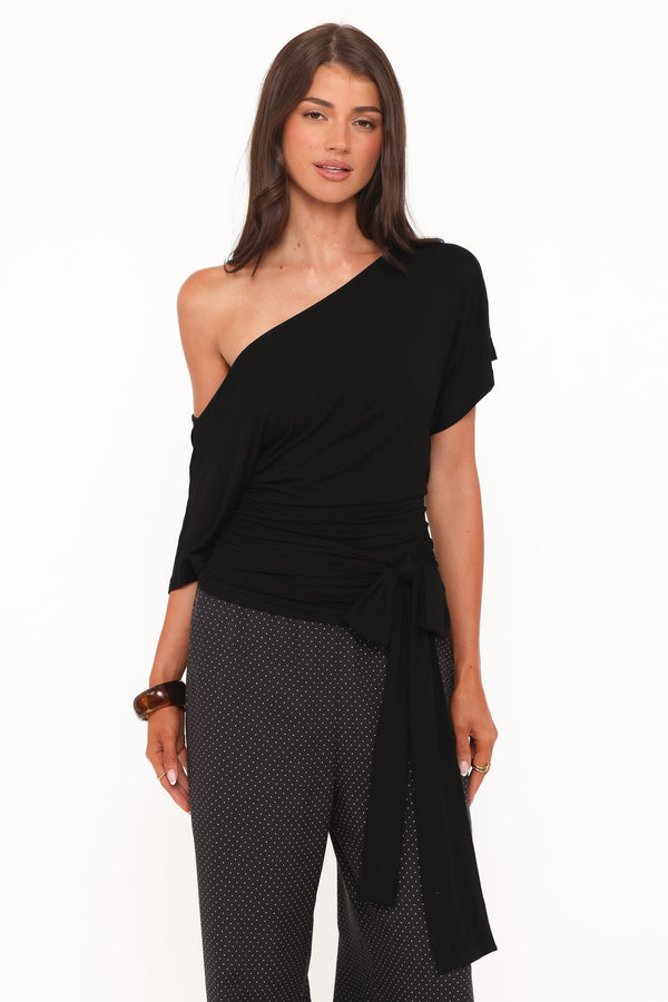 TOPS Clarke Off The Shoulder Tie Top - Black