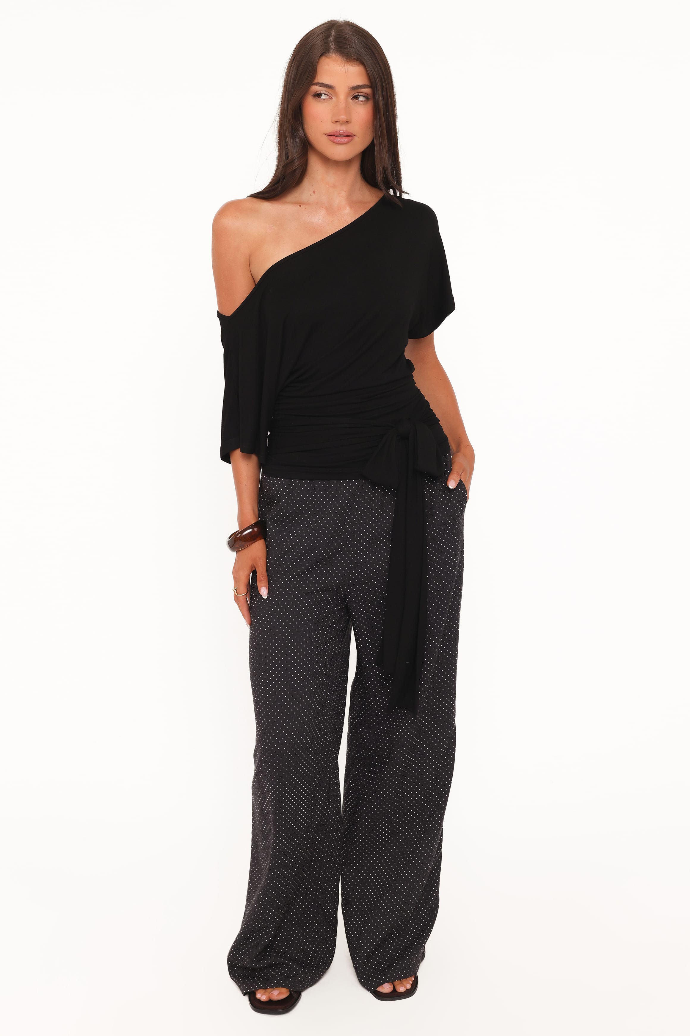TOPS Clarke Off The Shoulder Tie Top - Black