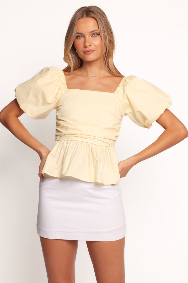 TOPS Clo Puff Sleeve Top - Butter Yellow