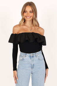 TOPS @Cloe Off Shoulder Top - Black