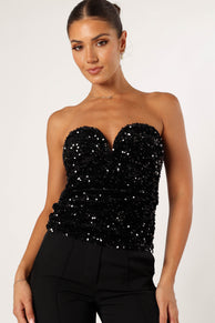 TOPS @Clover Sweetheart Sequin Top - Black