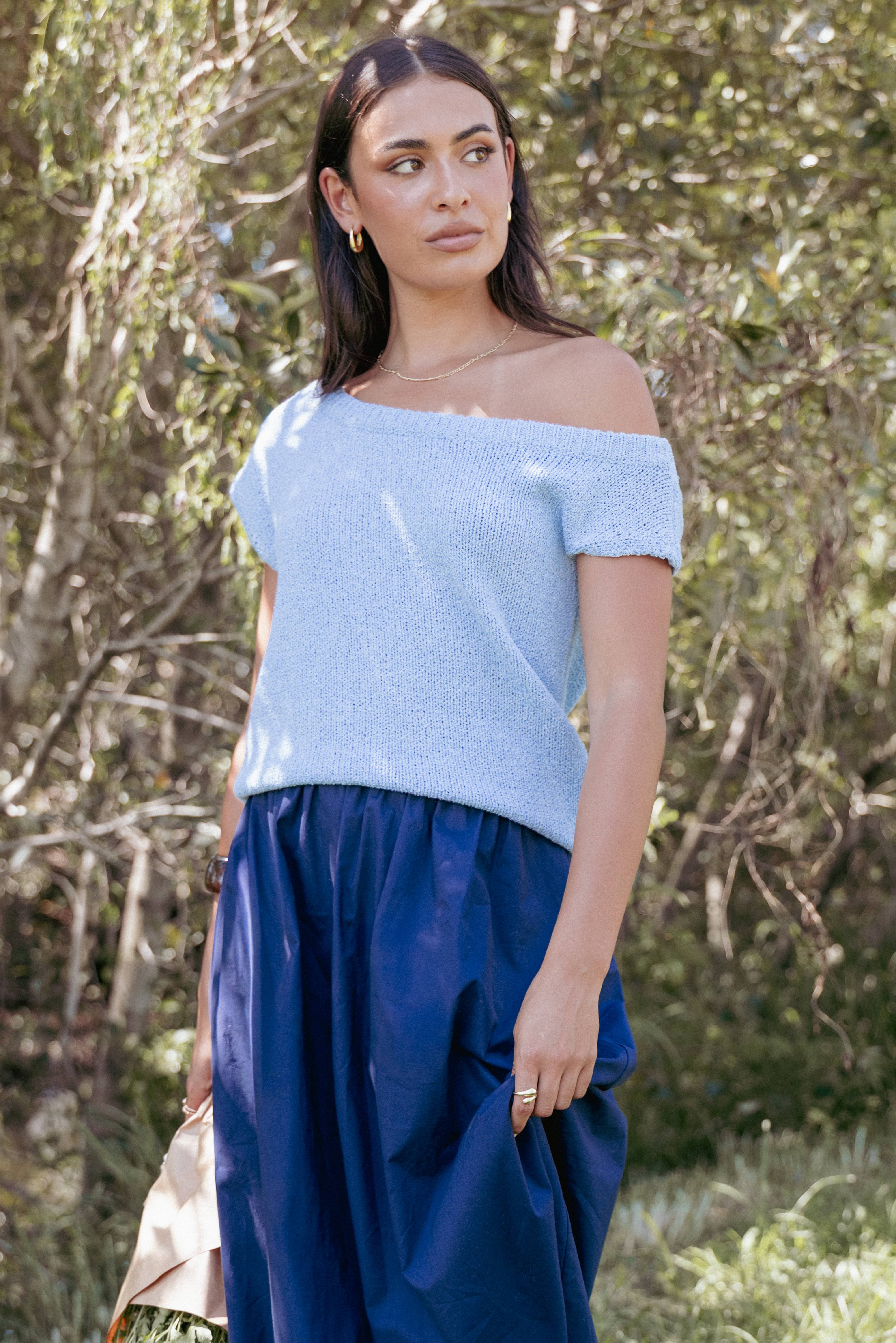 TOPS Coco Knit Top - Pale Blue