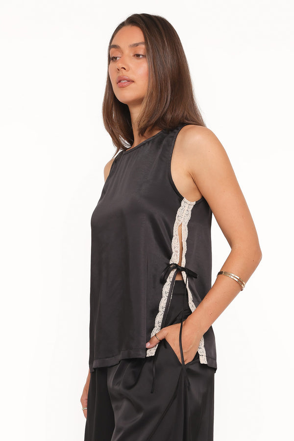 TOPS Coleman Side Slit Top - Black