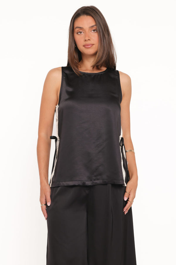 TOPS Coleman Side Slit Top - Black