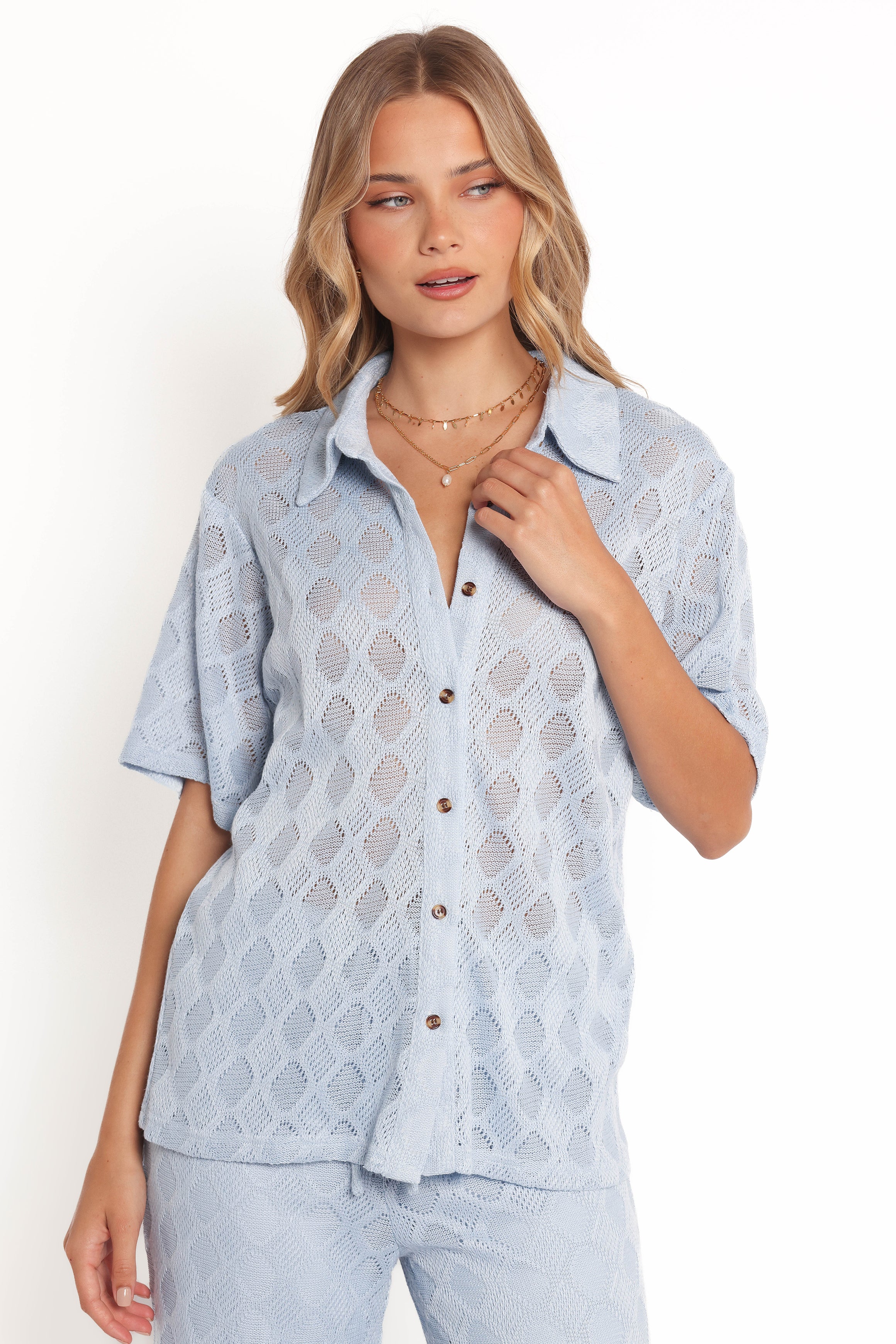 TOPS Cora Knit Shirt - Blue