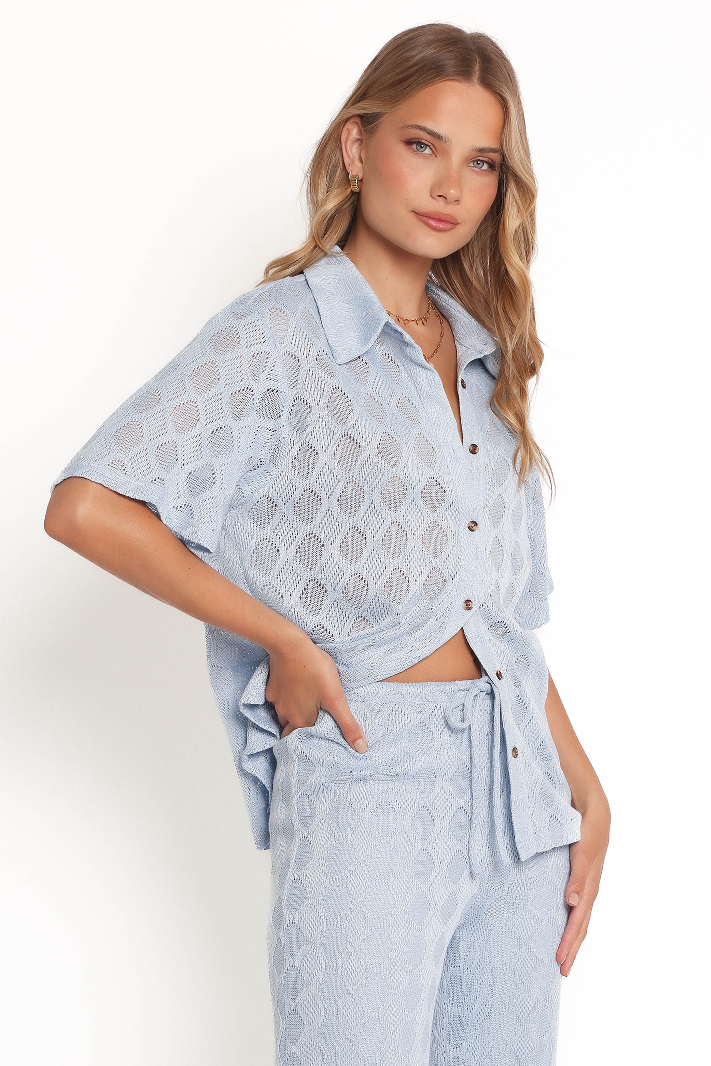 TOPS Cora Knit Shirt - Blue