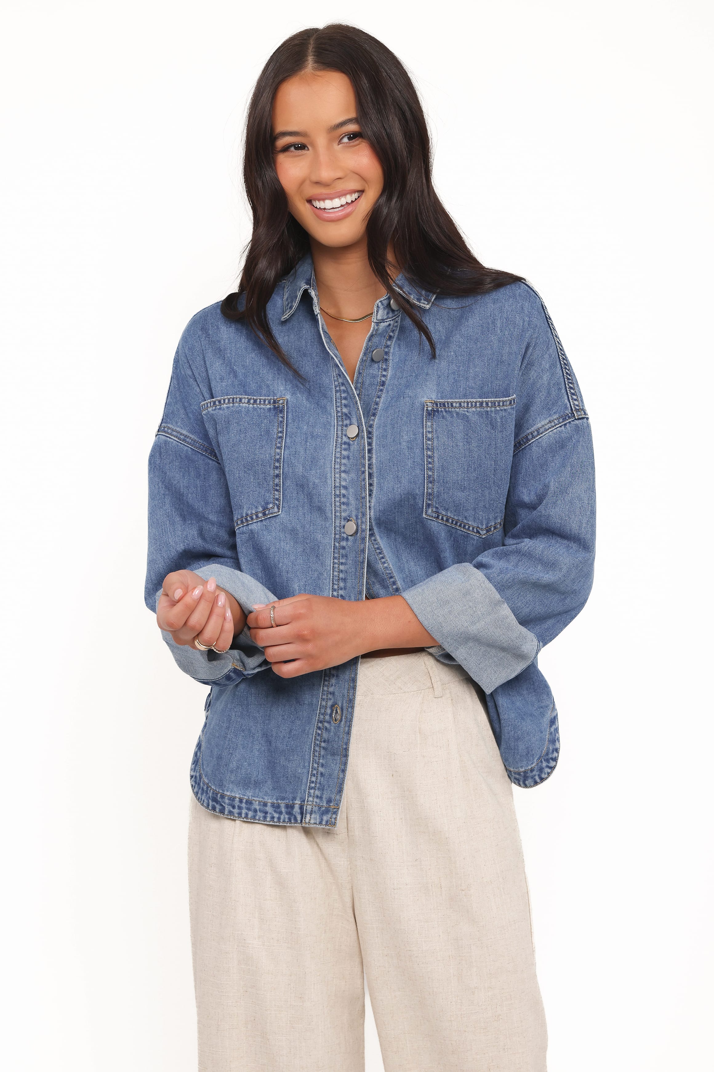 Cornelia Denim Shirt - Blue | Petal & Pup