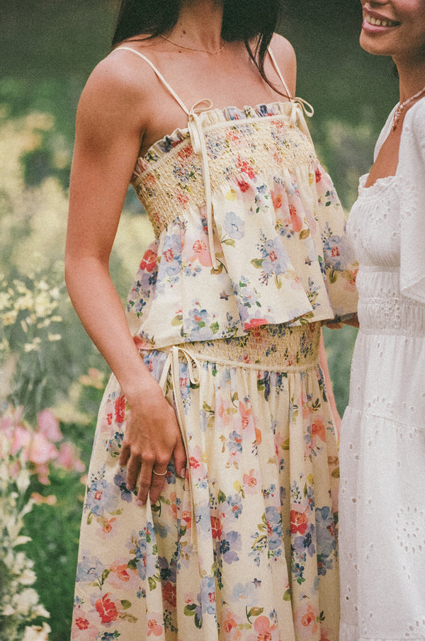 TOPS Cosima Baby Doll Top - Yellow Floral