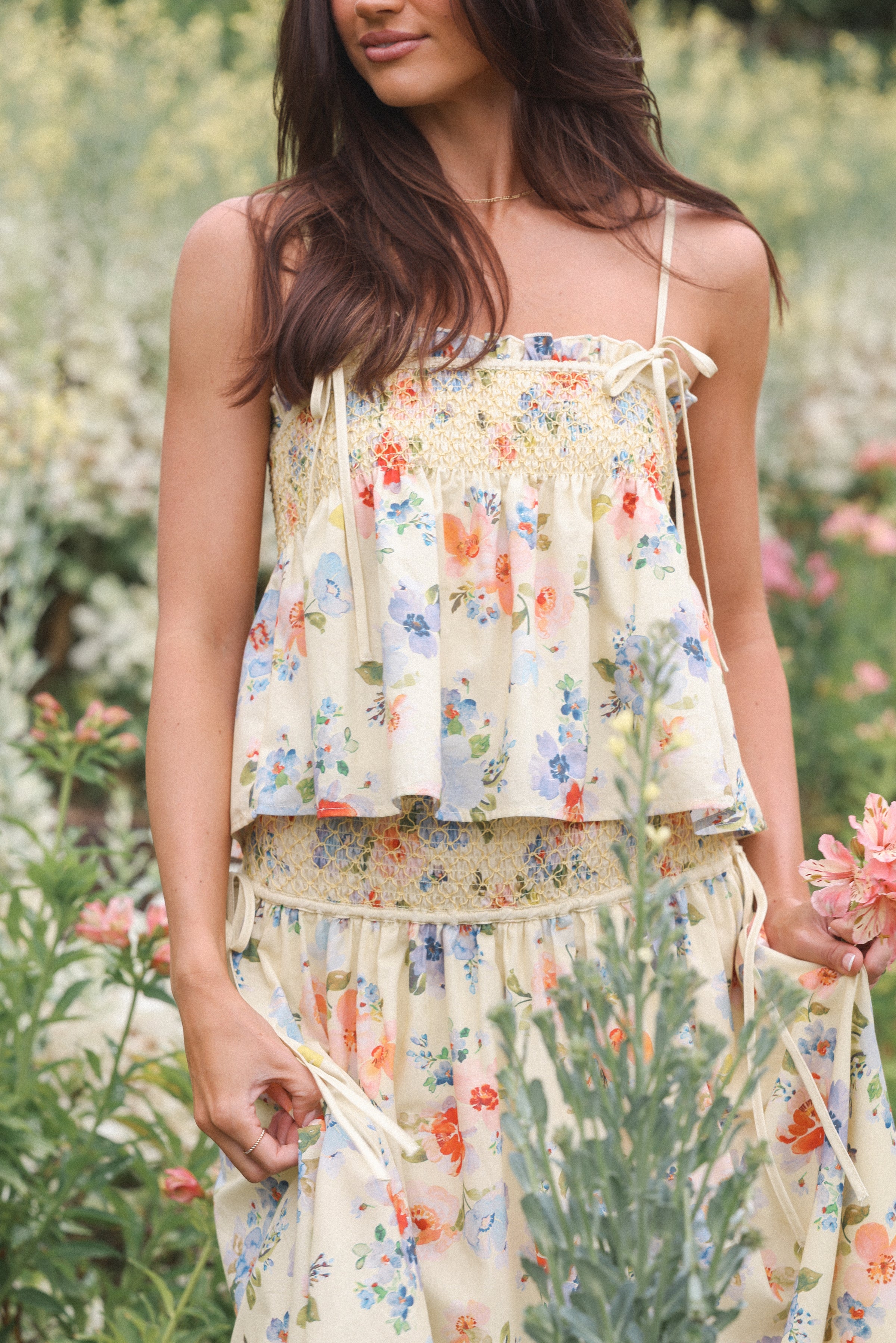 TOPS Cosima Baby Doll Top - Yellow Floral