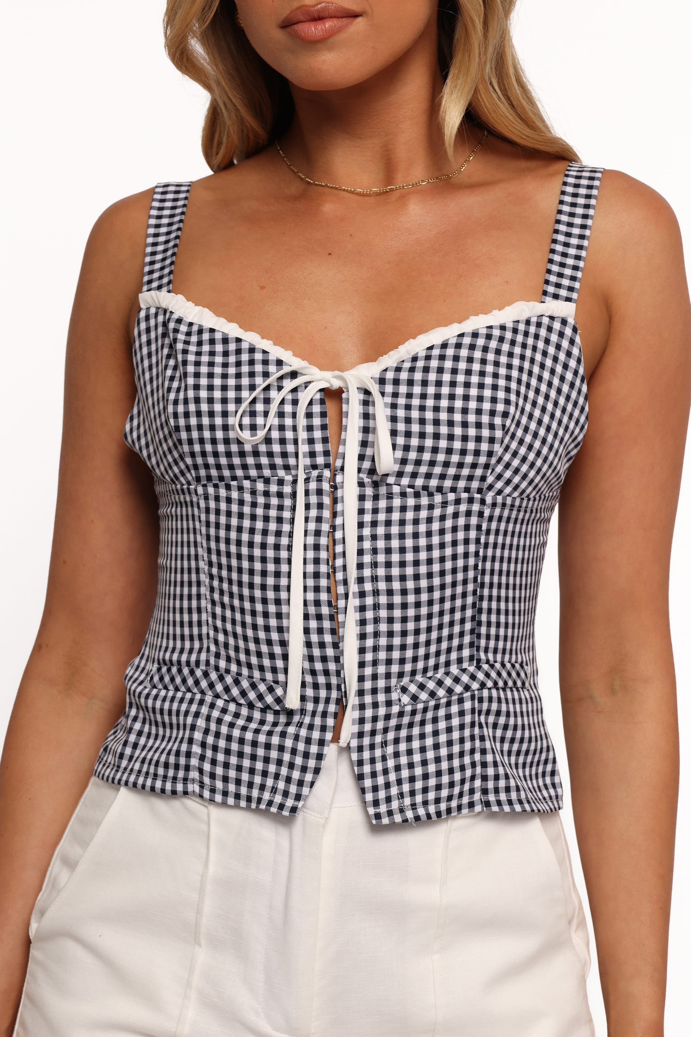 TOPS Danella Top - Navy Gingham