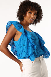 TOPS @Danica Ruffle Top - Blue