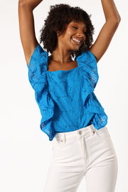 TOPS @Danica Ruffle Top - Blue