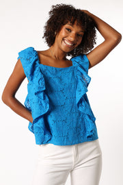 TOPS @Danica Ruffle Top - Blue