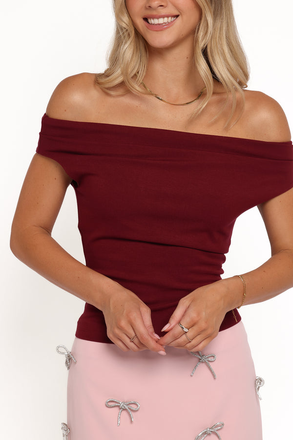 TOPS Darina Off Shoulder Top - Bordeaux