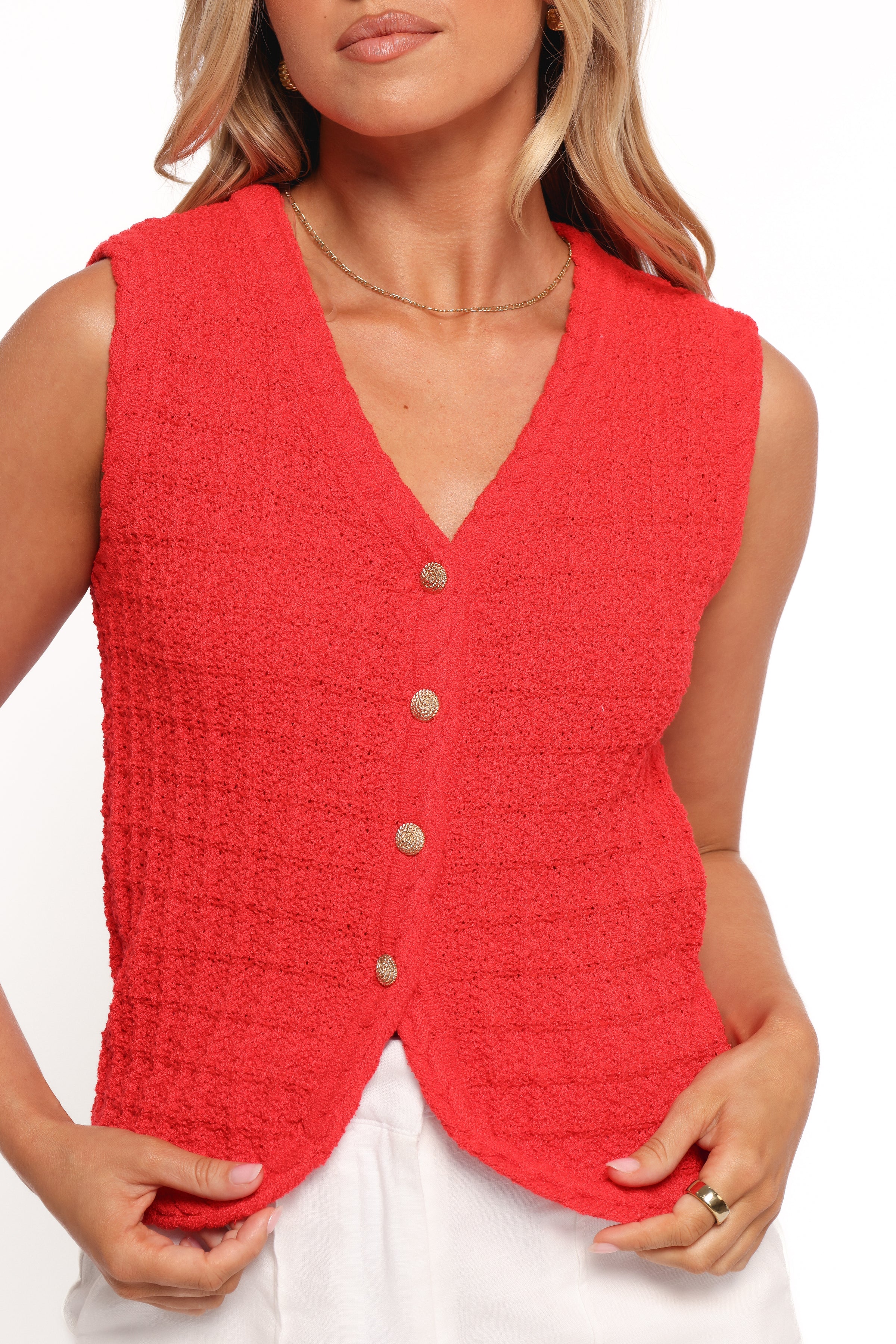 TOPS Davis Knit Vest - Red