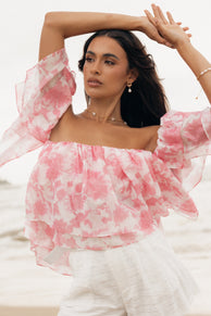TOPS Deedi Off Shoulder Top - Pink Floral