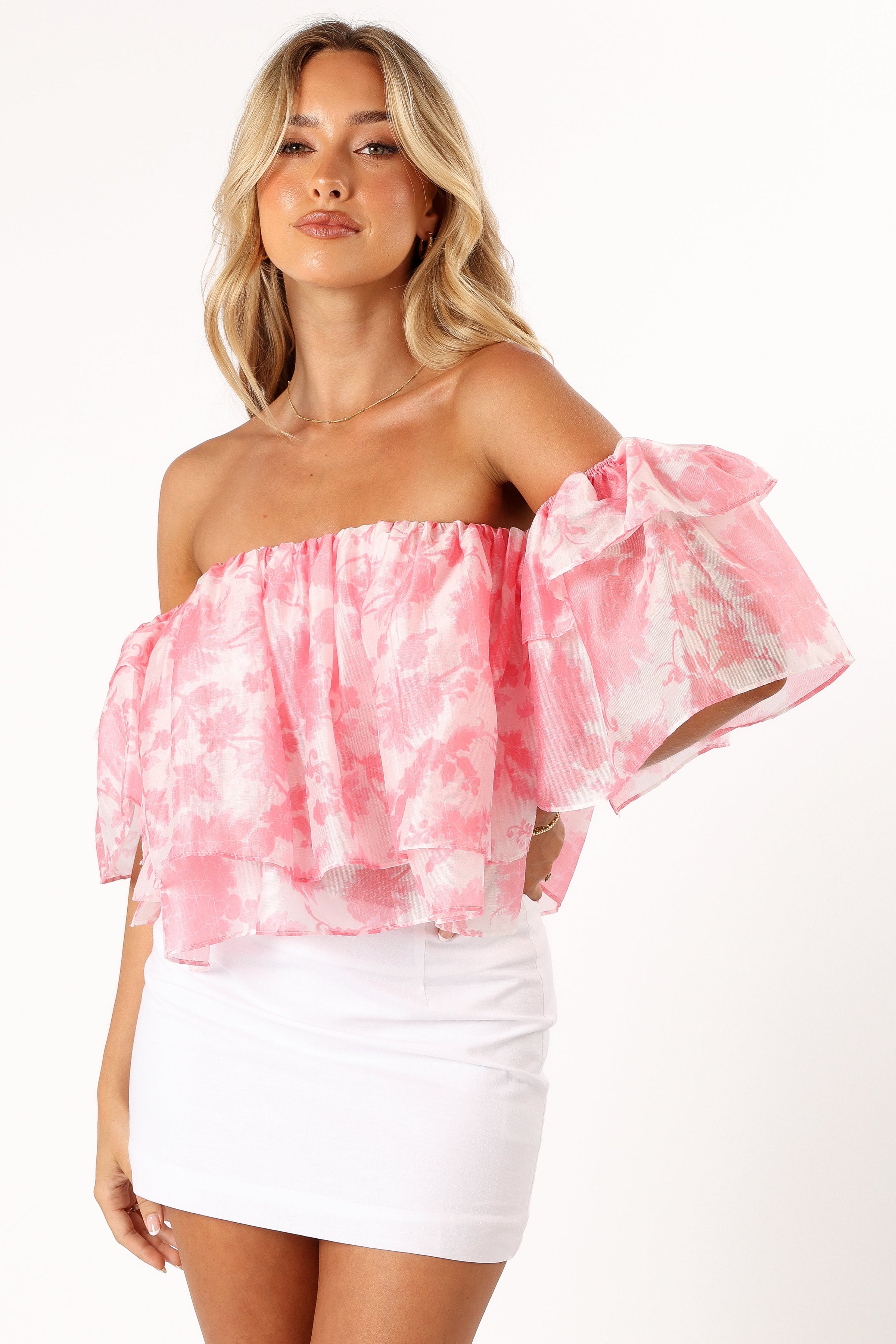TOPS @Deedi Off Shoulder Top - Pink Floral (hold for Sundial)