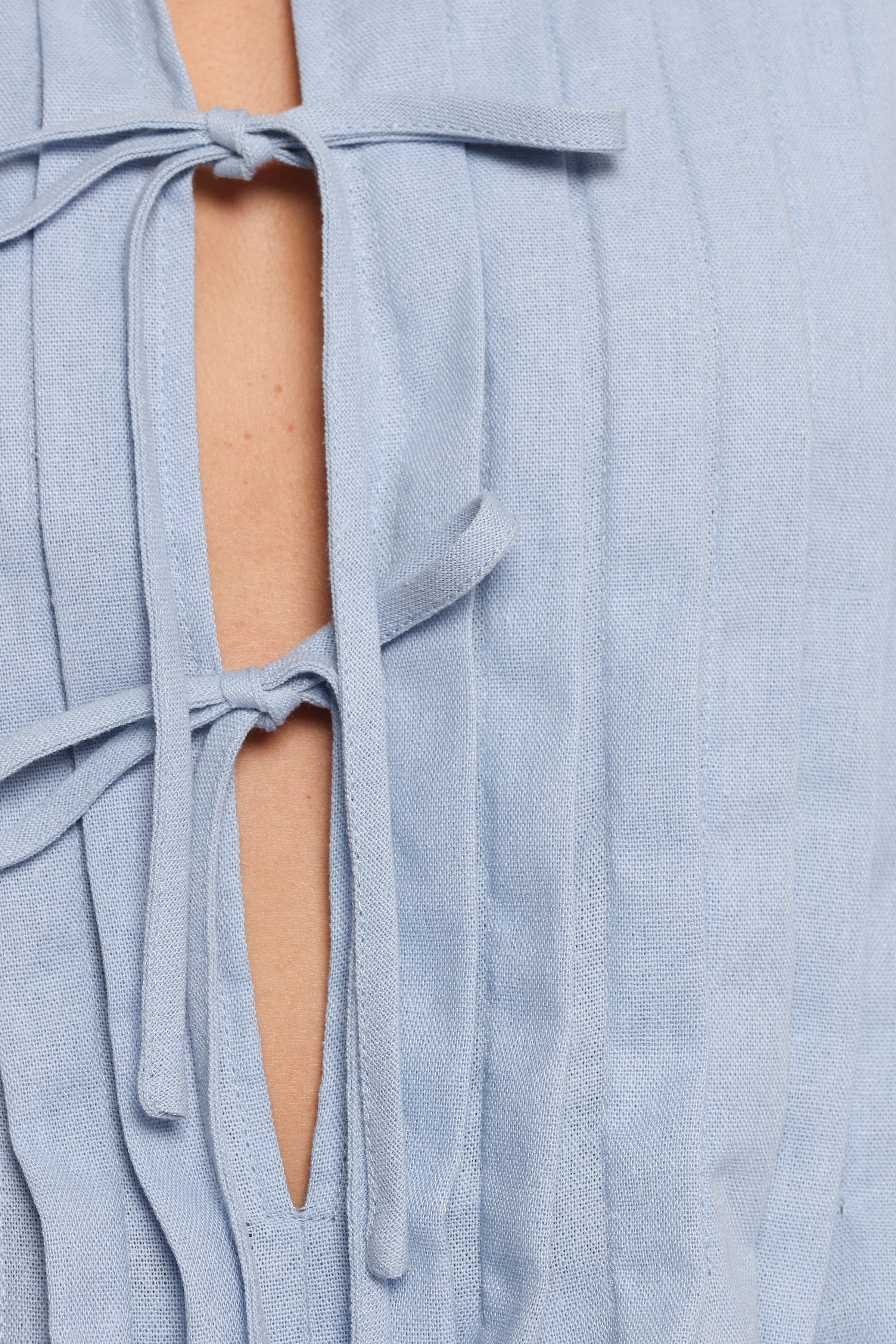 TOPS Delia Pleat Tie Top - Blue