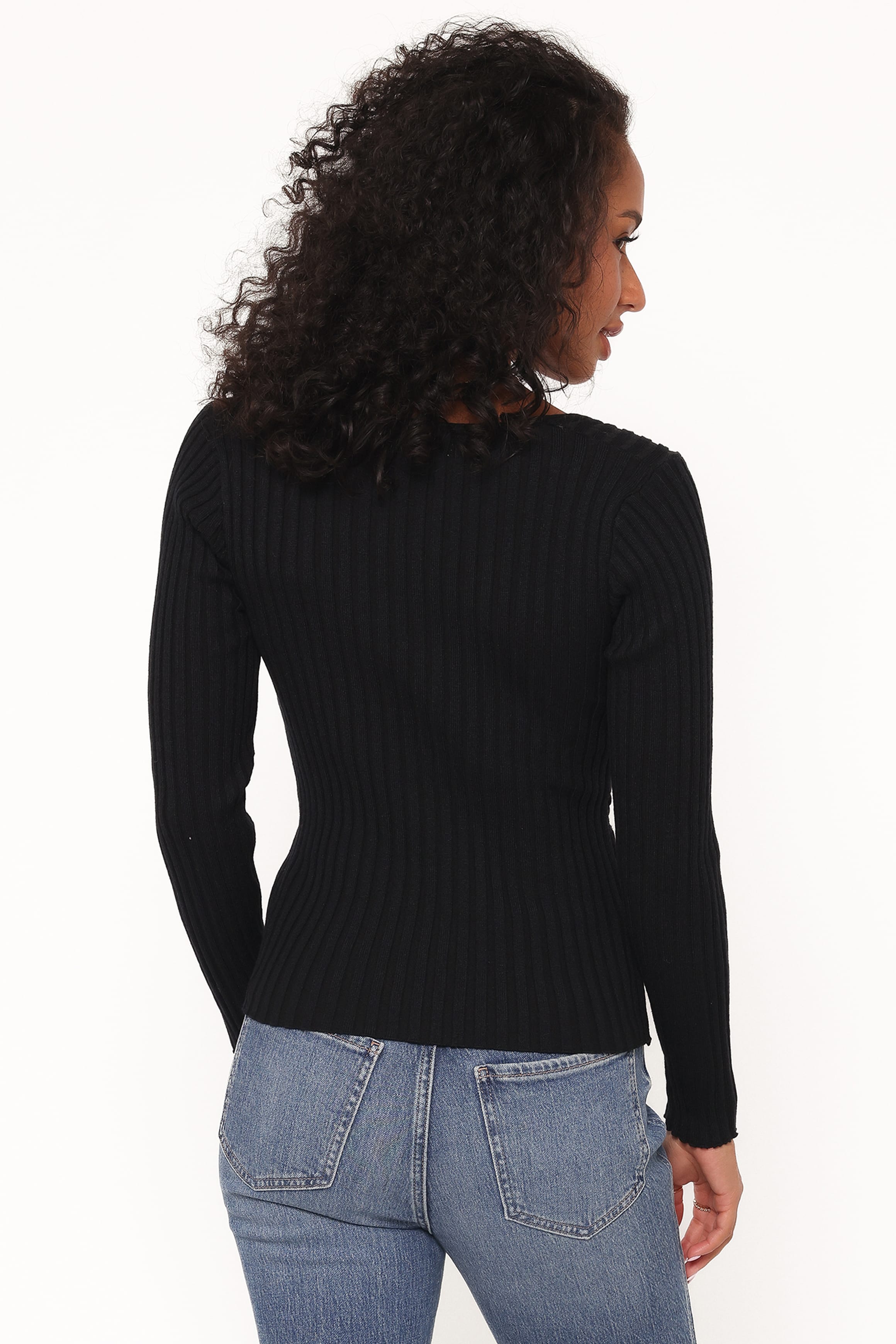 TOPS Demi Twist Detail Knit Top - Black