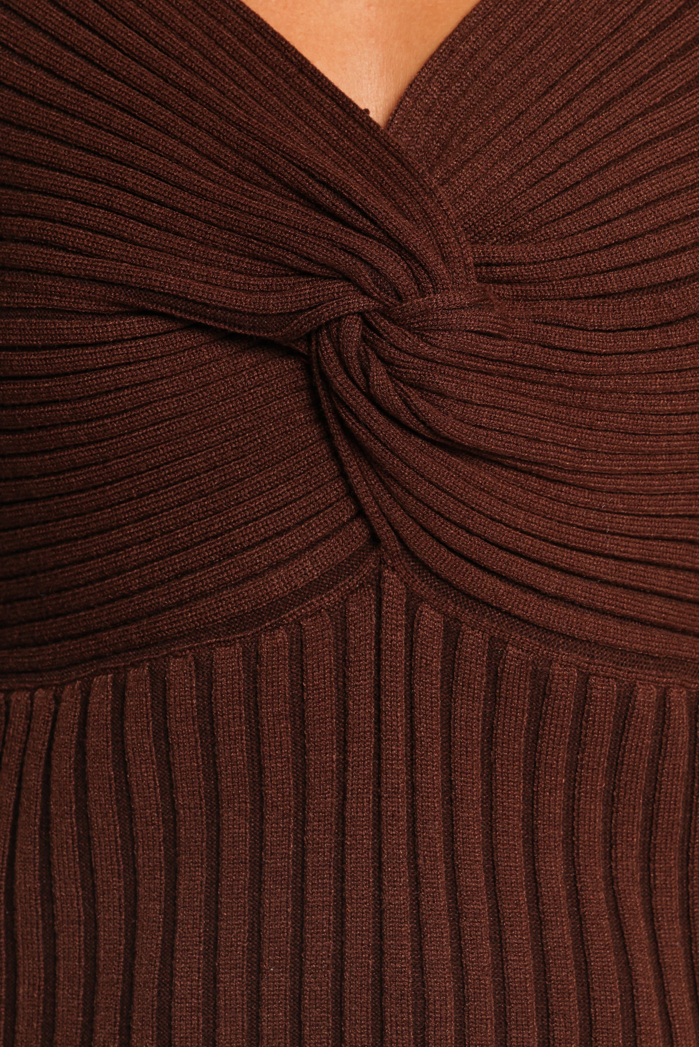 TOPS Demi Twist Detail Knit Top - Brown