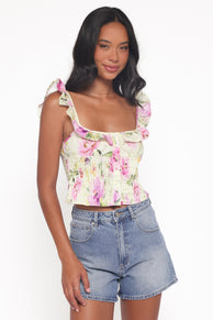 TOPS Dervla Top - Yellow Petunia