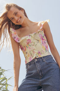 TOPS Dervla Top - Yellow Petunia