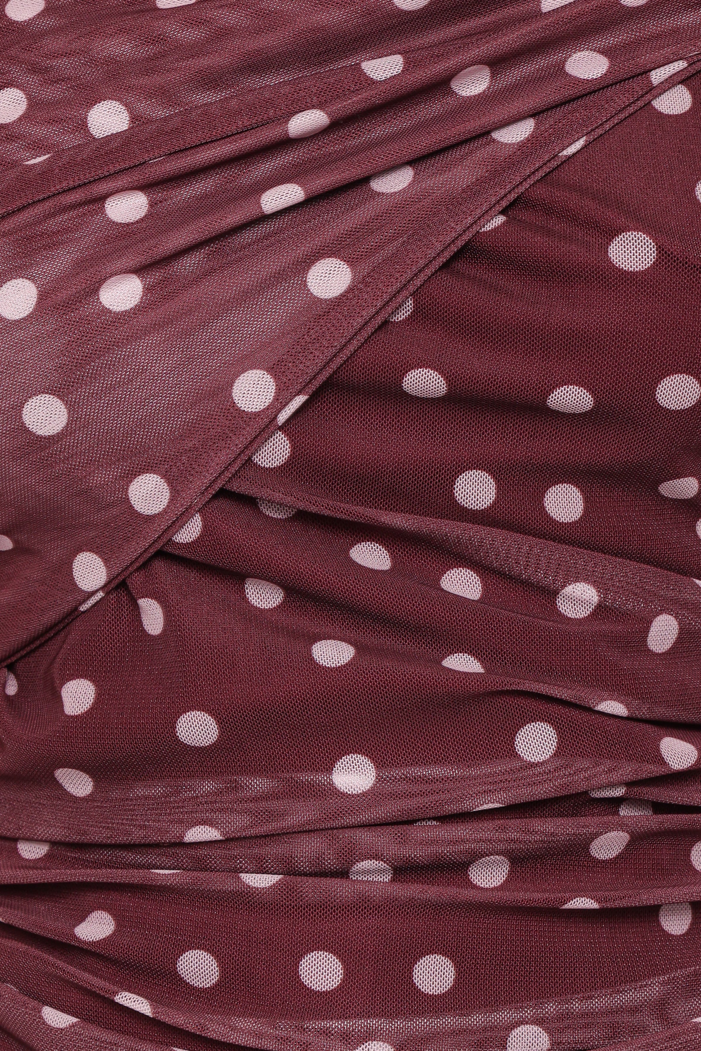 TOPS Dorado Mesh Top - Burgundy Dot