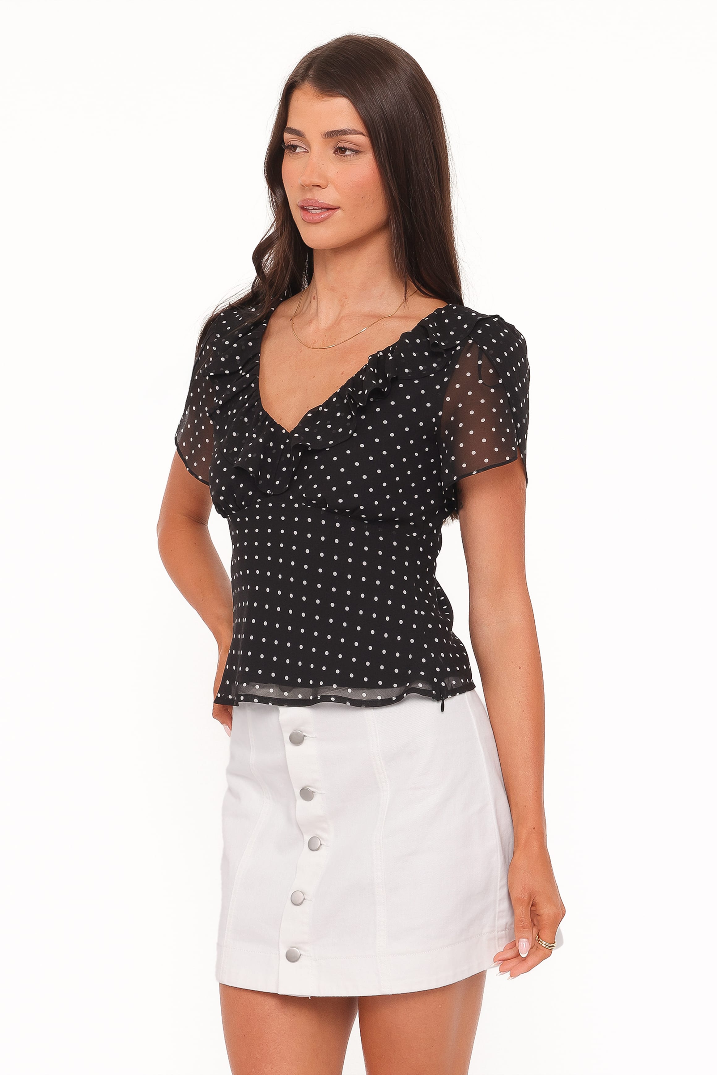 TOPS Dorado Top - Black/White Polkadot