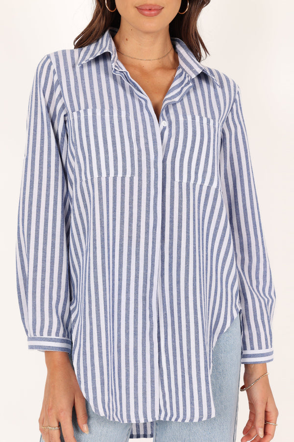 TOPS @Drew Shirt - Blue Stripe