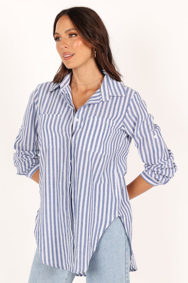 TOPS @Drew Shirt - Blue Stripe