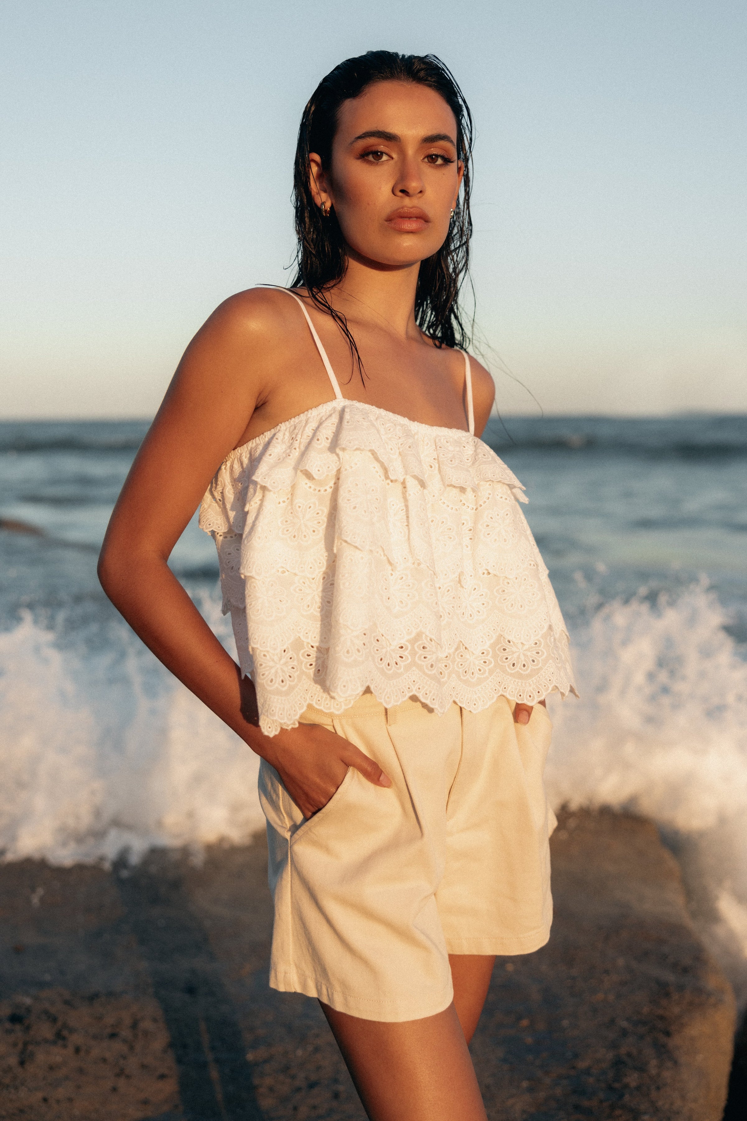 TOPS Ebbie Lace Top - White