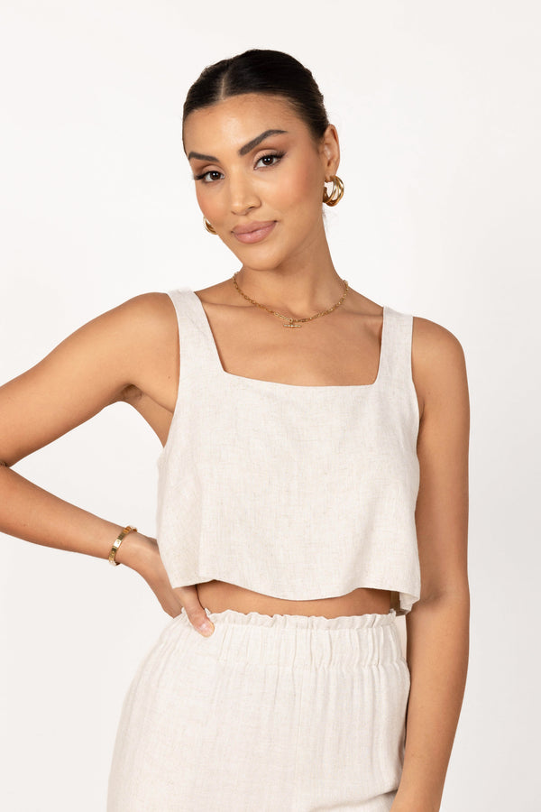 TOPS Eleanor Cropped Top - Beige