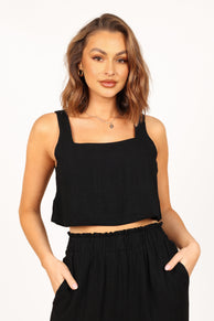 TOPS Eleanor Cropped Top - Black
