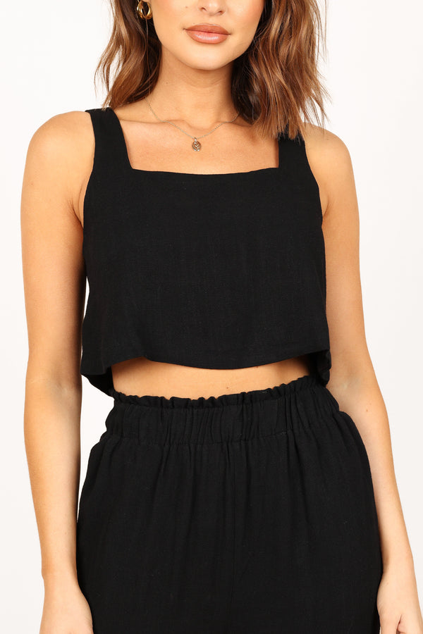 TOPS Eleanor Cropped Top - Black