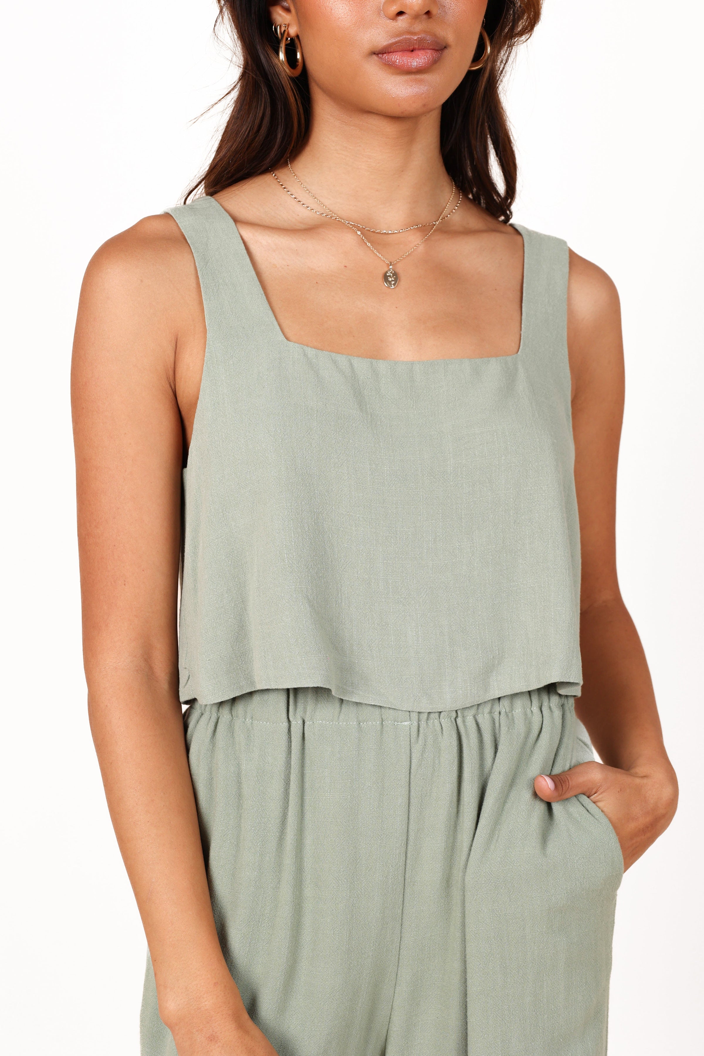 TOPS Eleanor Cropped Top - Green