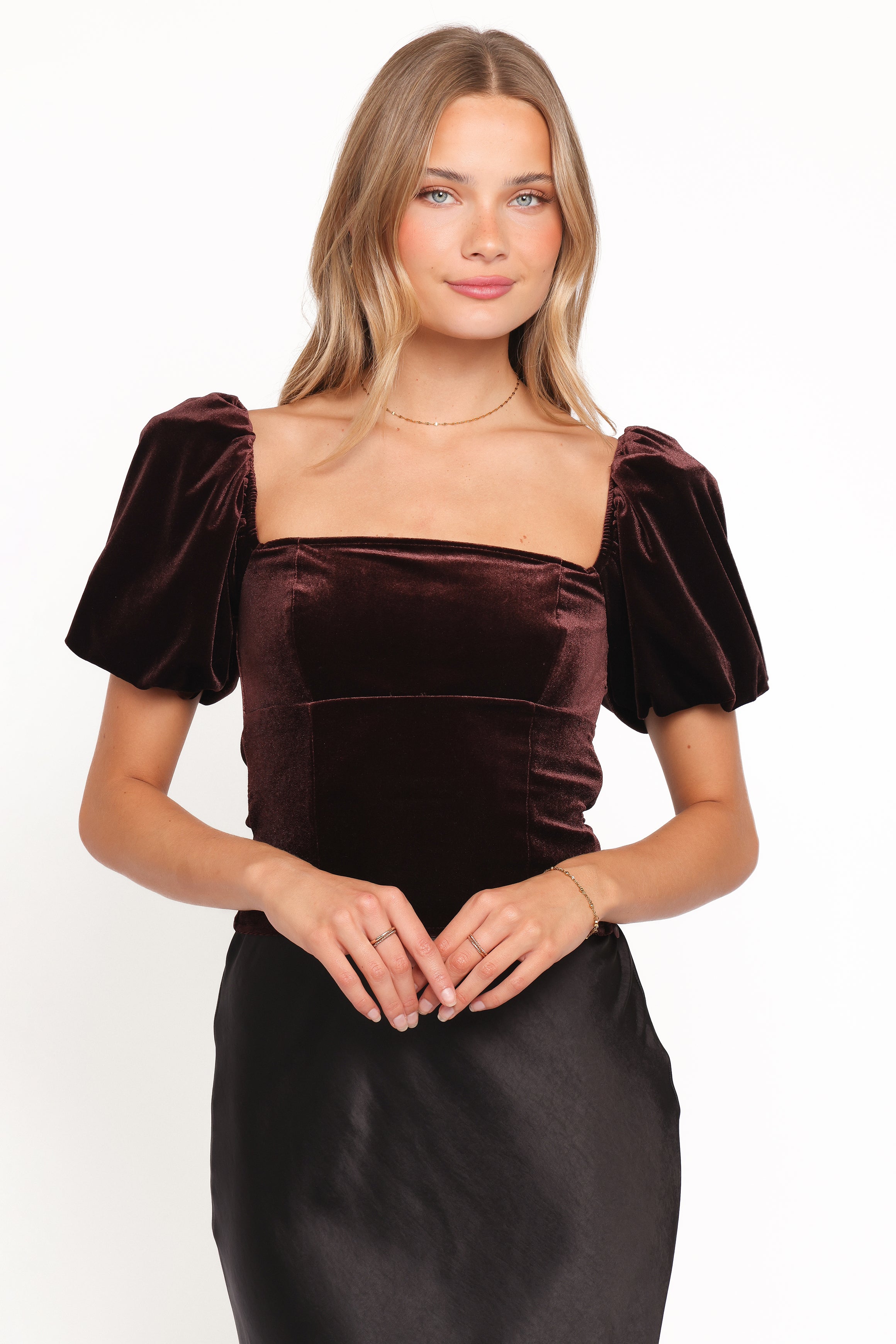 TOPS Elyria Puff Sleeve Top - Chocolate
