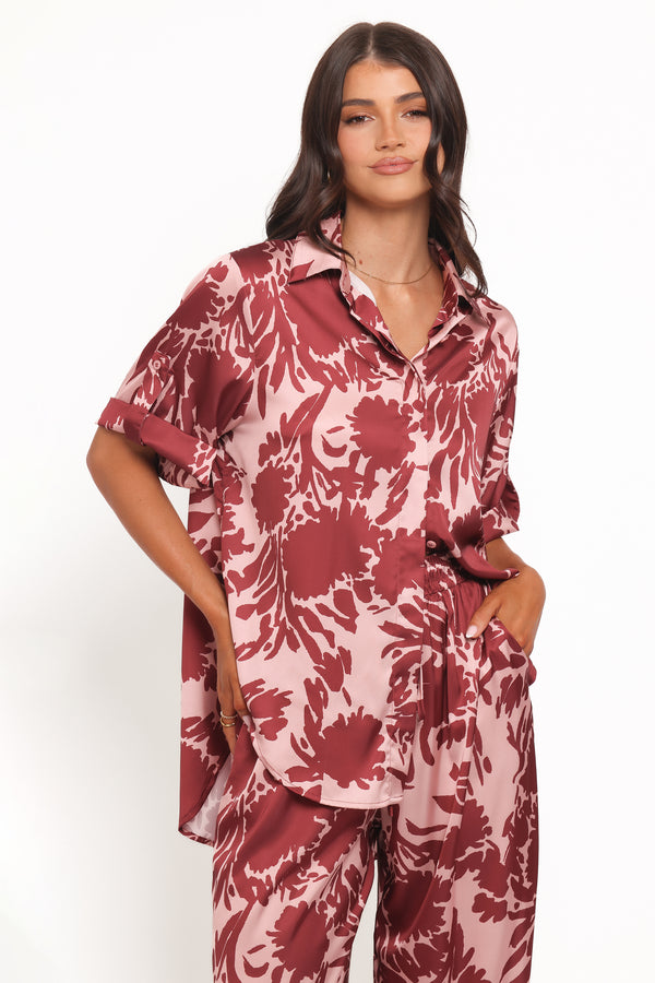 TOPS Elysia Shirt - Pink Burgundy