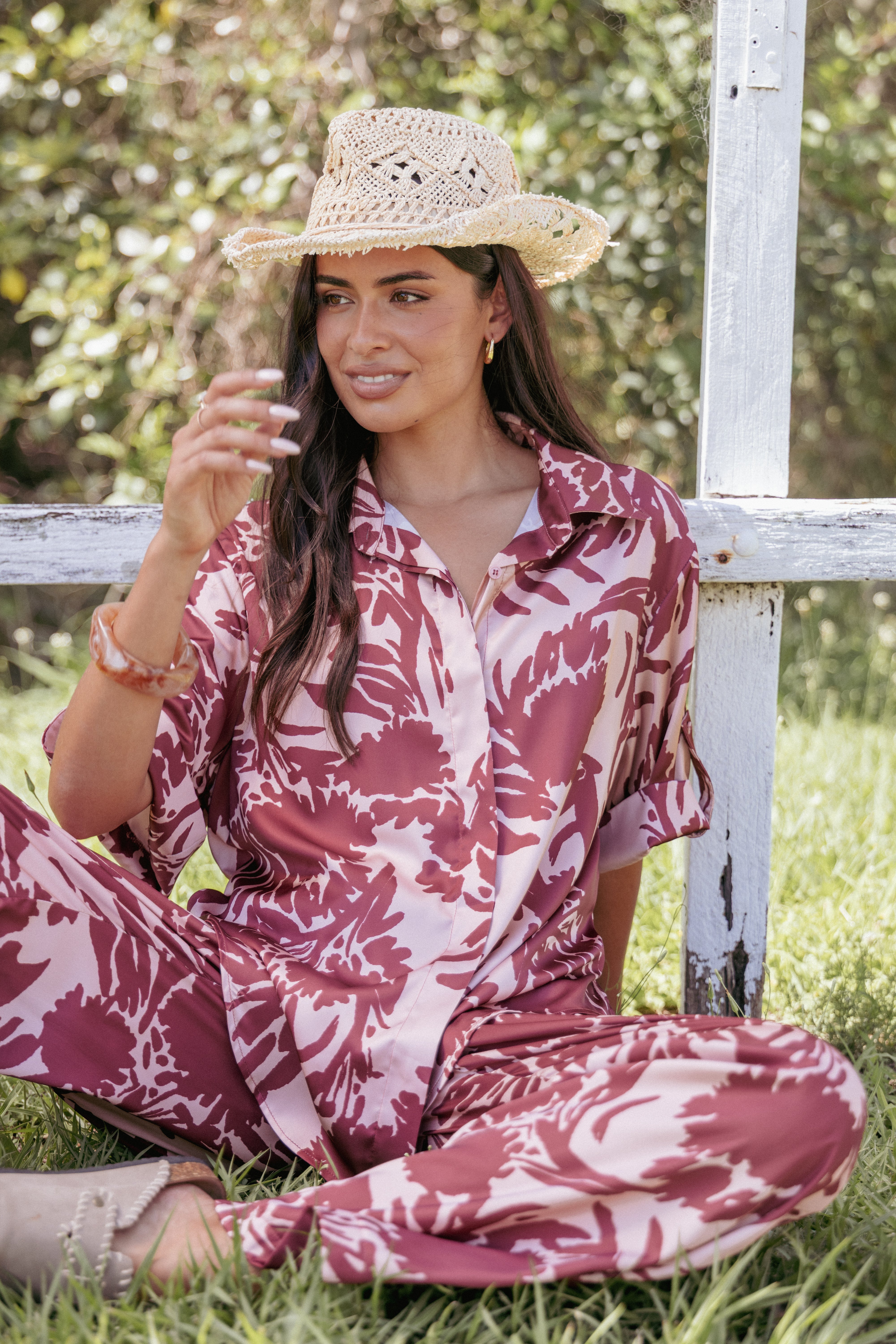 TOPS Elysia Shirt - Pink Burgundy