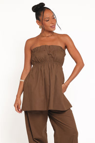 TOPS Ember Strapless Tunic Top - Brown